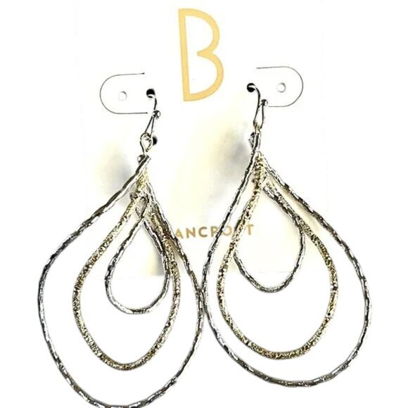 Bancroft Gold and Silver Stainless Drop Earrings NIP - Picture 1 of 4